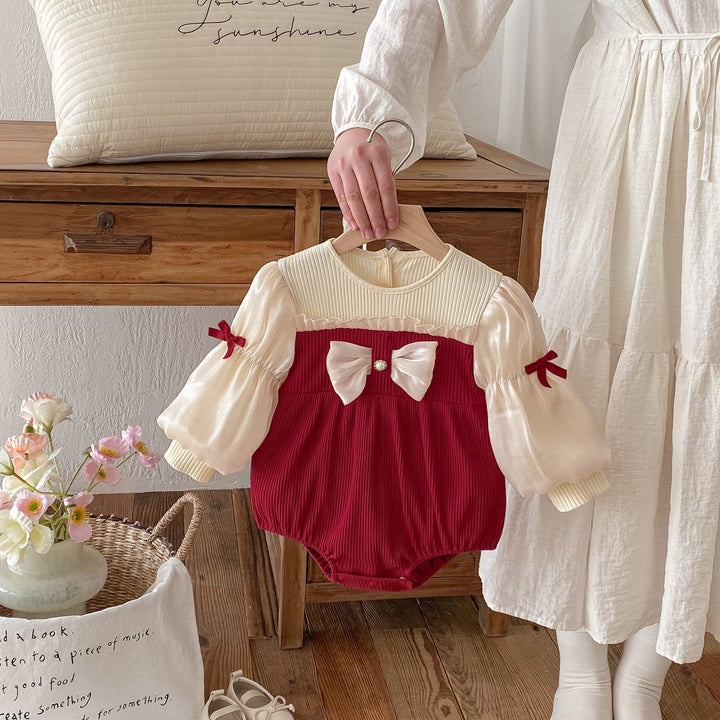 Discover the Charm of Our Baby Jumpsuit Bow Puff Sleeve Rompers