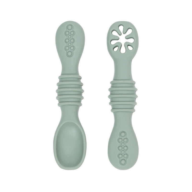 Baby Silicone Rice Paste Spoon Solid Food Tableware Suit