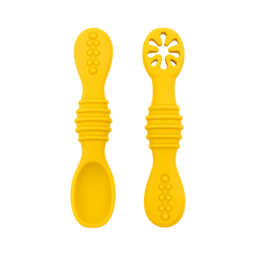 Baby Silicone Rice Paste Spoon Solid Food Tableware Suit