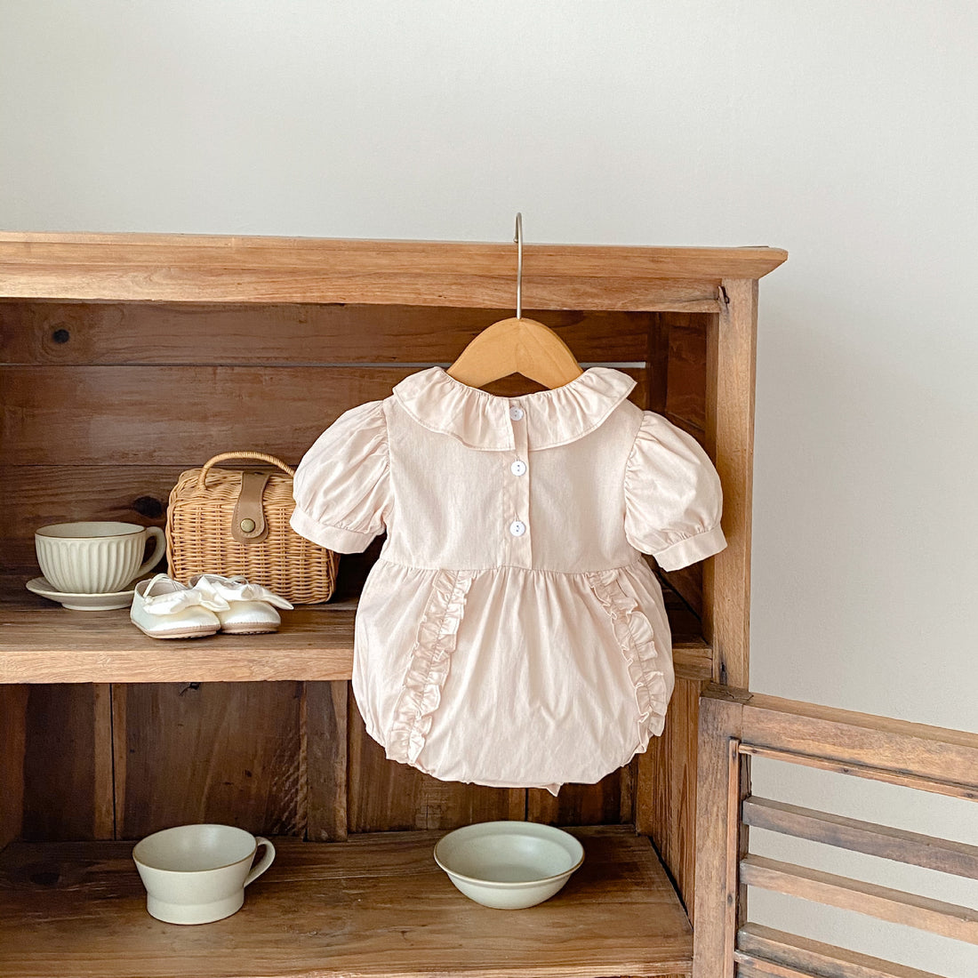 Summer Cotton Puff Sleeve Baby Girl Romper Onesie