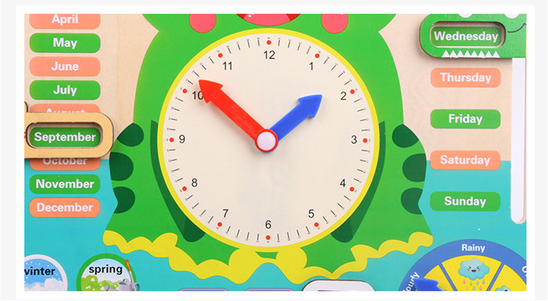 Montessori Wooden Weather Calendar Clock Educational Toy