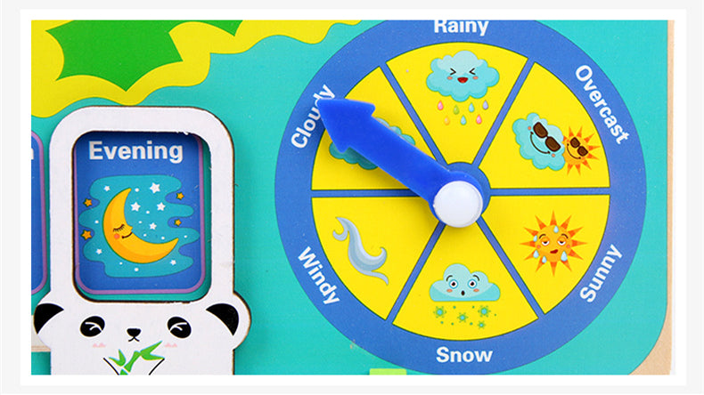 Montessori Wooden Weather Calendar Clock Educational Toy