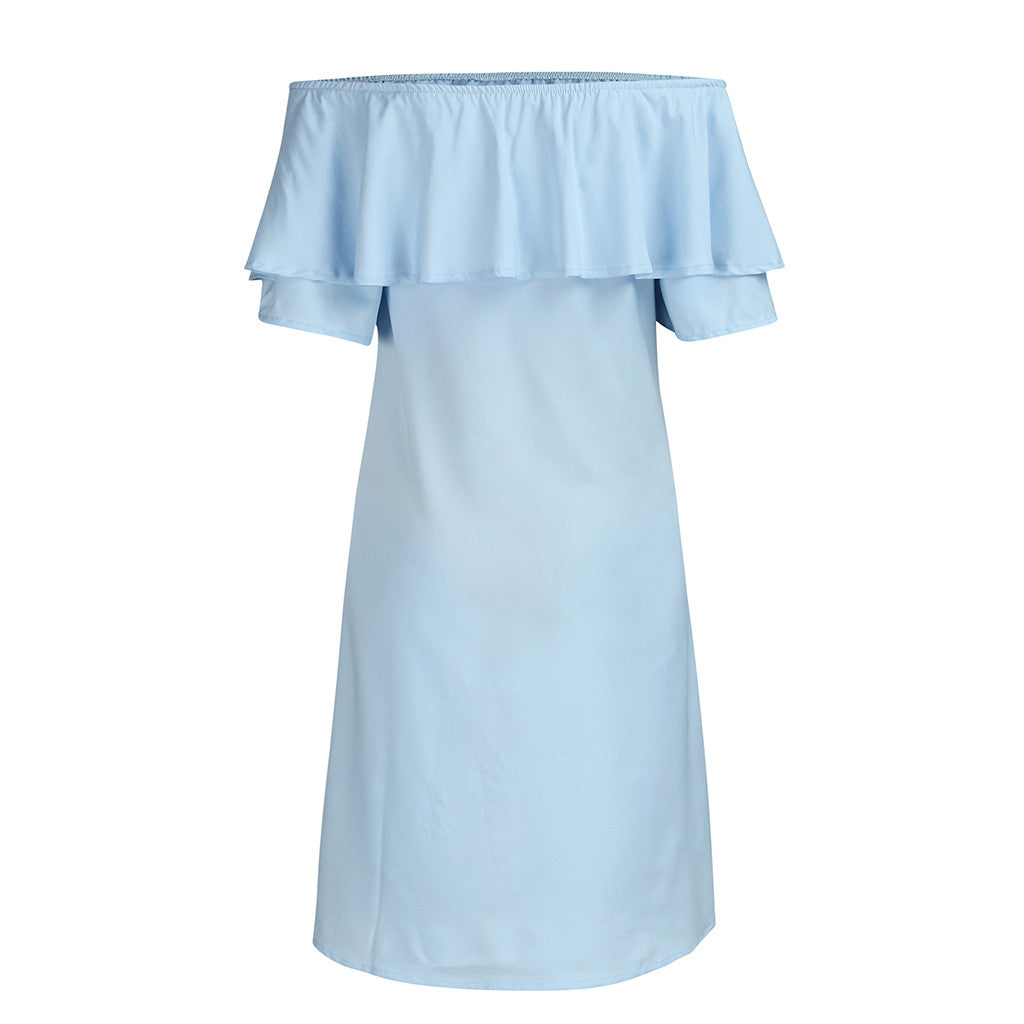 Maternity Dress with Shoulder Flounce