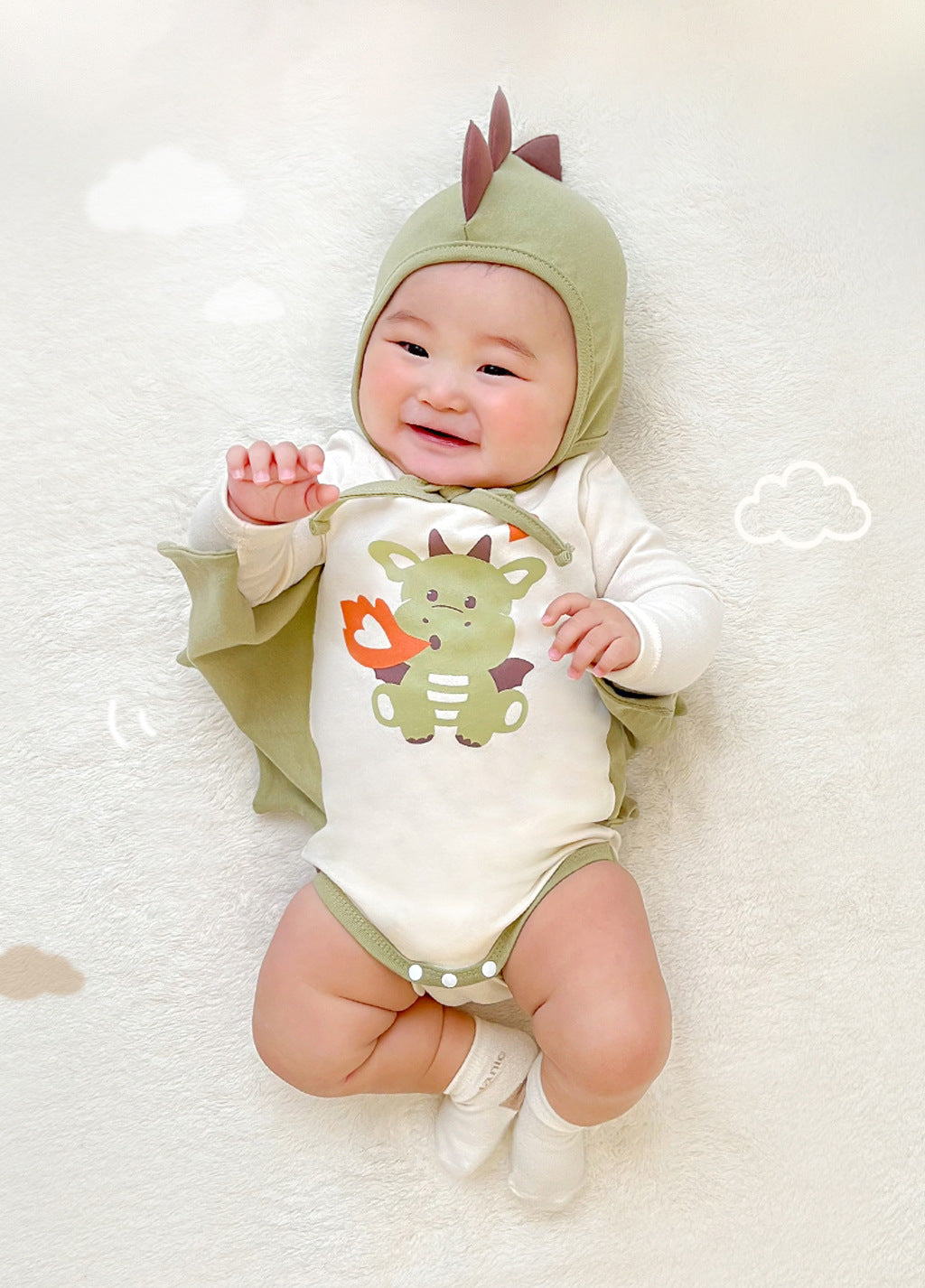 Fire-Breathing Dragon Print Baby Romper