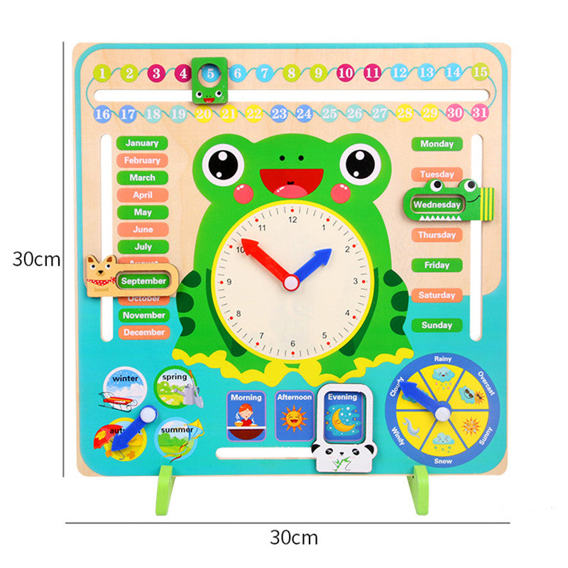 Montessori Wooden Weather Calendar Clock Educational Toy