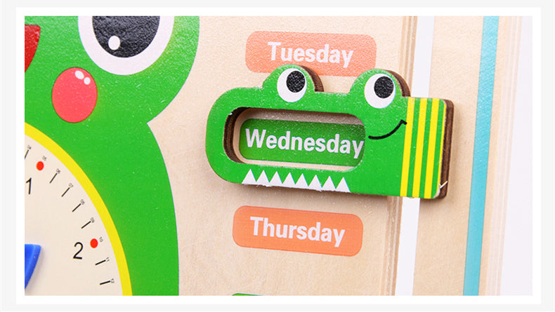 Montessori Wooden Weather Calendar Clock Educational Toy