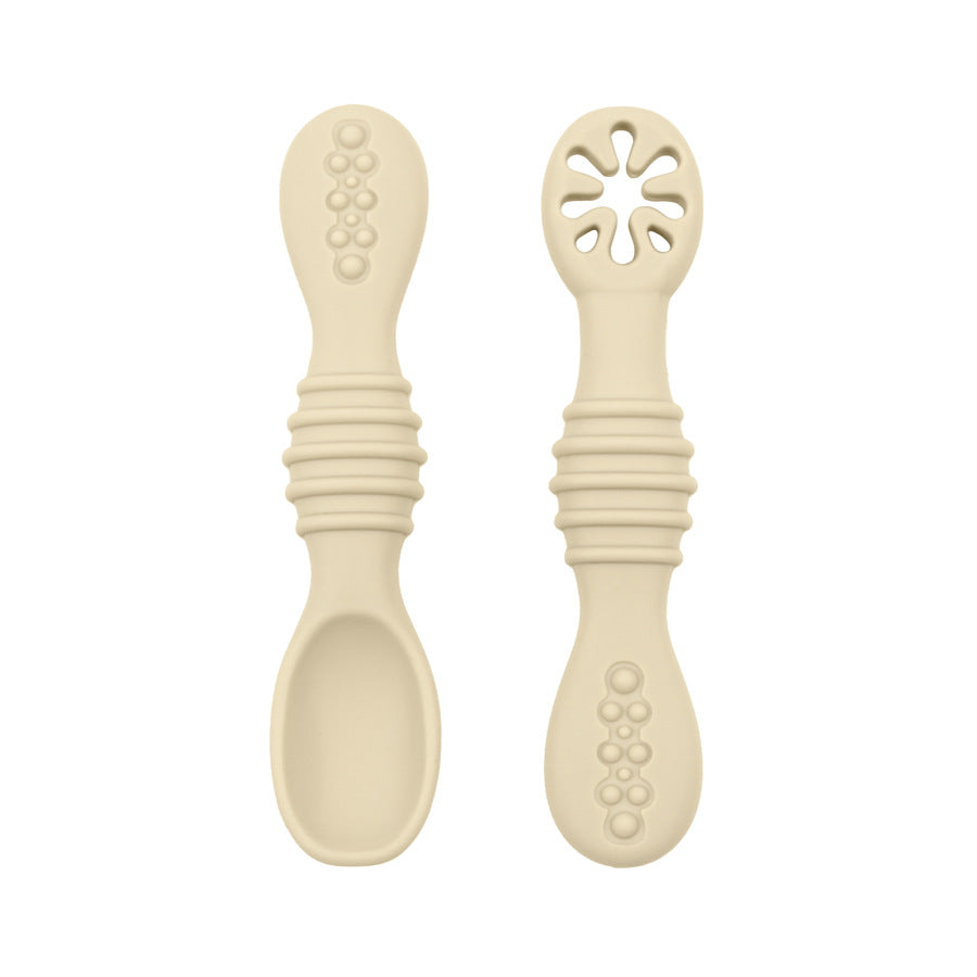 Baby Silicone Rice Paste Spoon Solid Food Tableware Suit