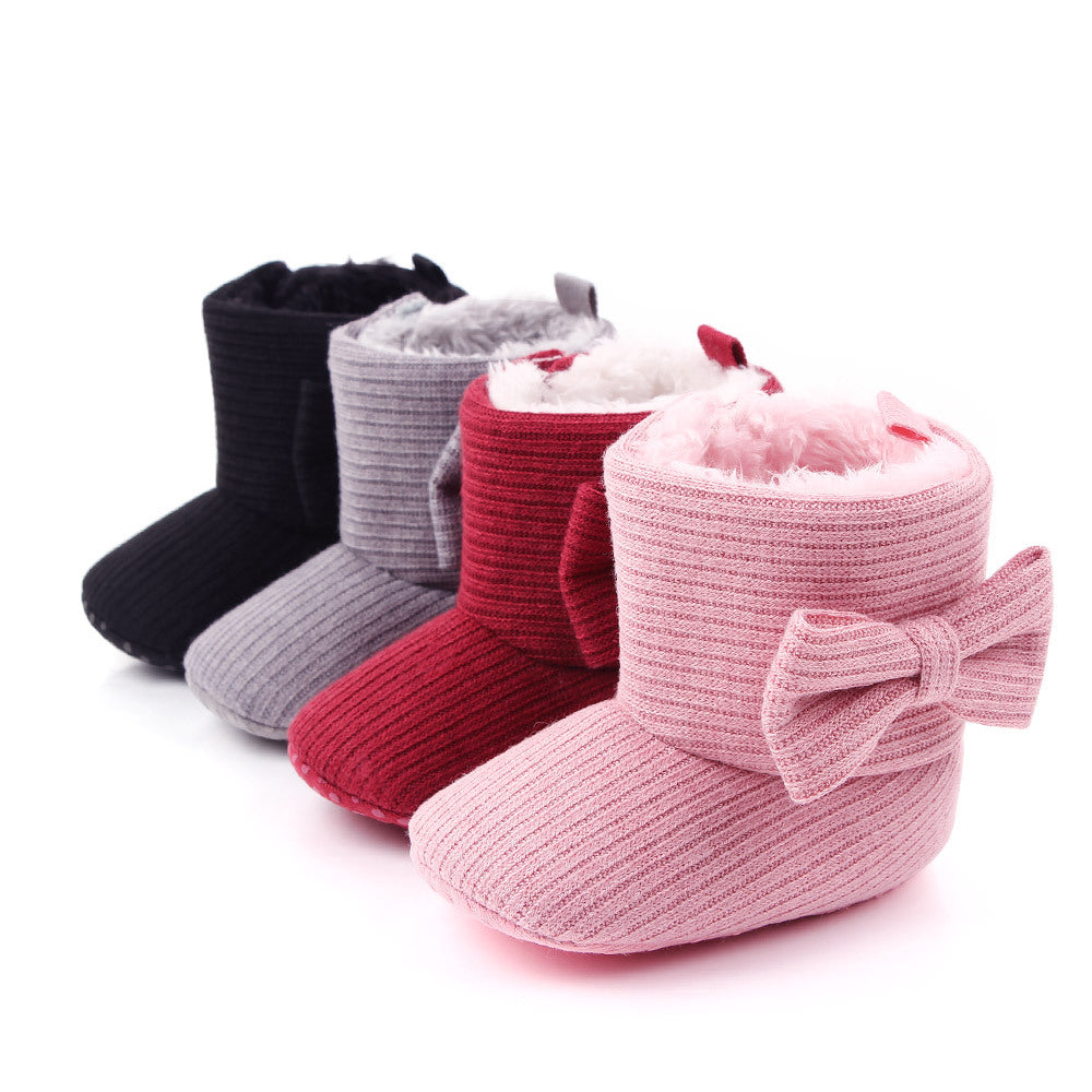 Winter Velvet Bow Baby Snow Boots Cotton Shoes
