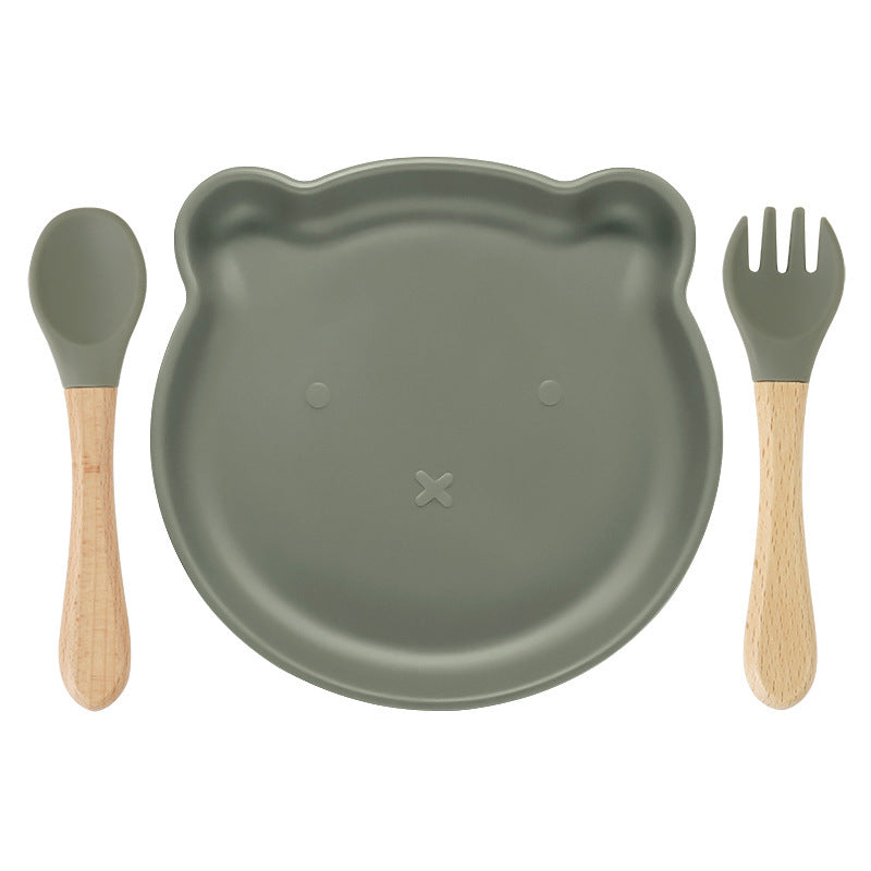 Silicone Spork Baby Tableware Set, Bear Design