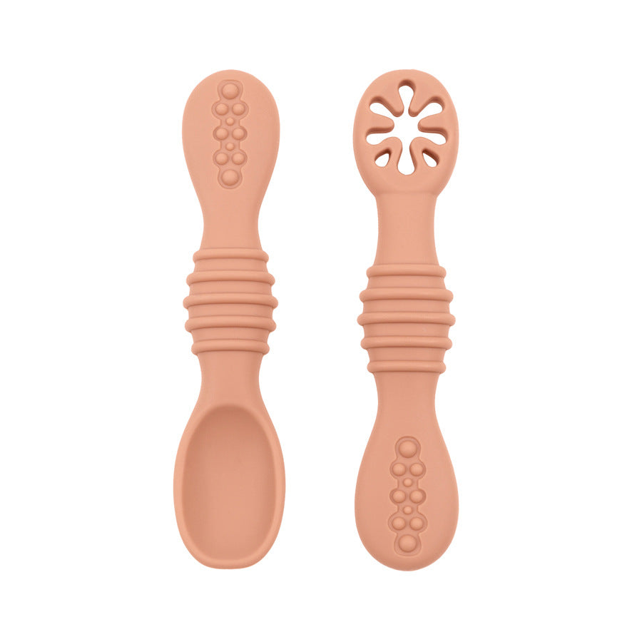 Baby Silicone Rice Paste Spoon Solid Food Tableware Suit