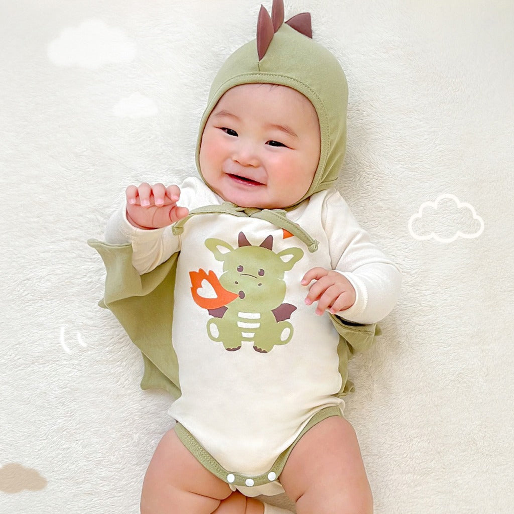 Fire-Breathing Dragon Print Baby Romper