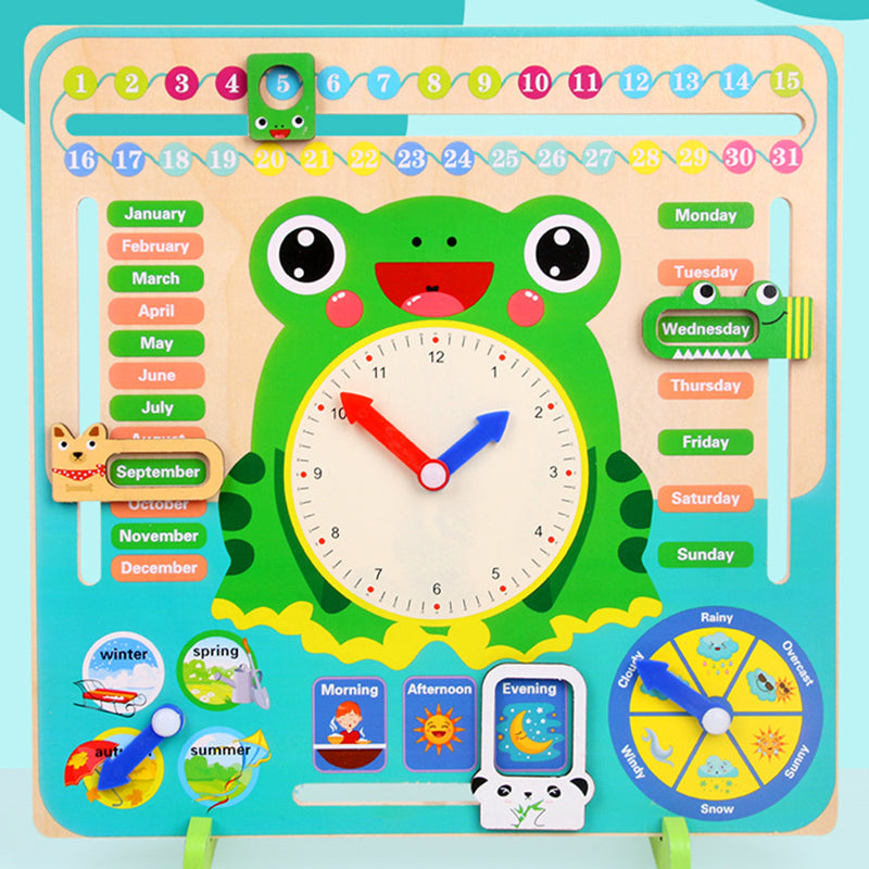 Montessori Wooden Weather Calendar Clock Educational Toy