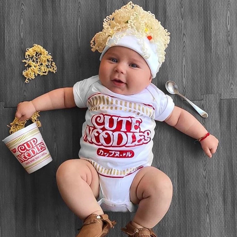 Baby Short Sleeve Cute Noodles Triangle Romper