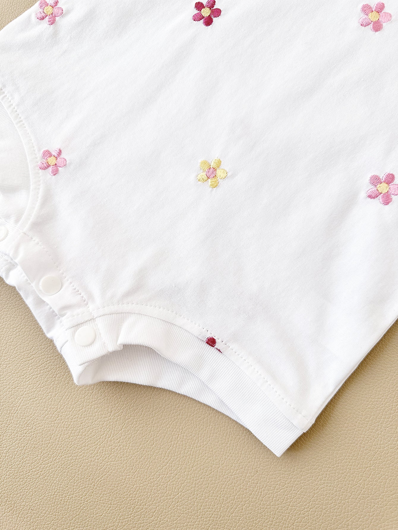 Girls' Floral Embroidery Casual Crew Neck Jumpsuit