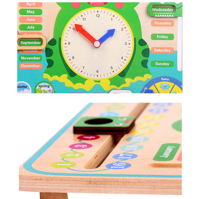 Montessori Wooden Weather Calendar Clock Educational Toy