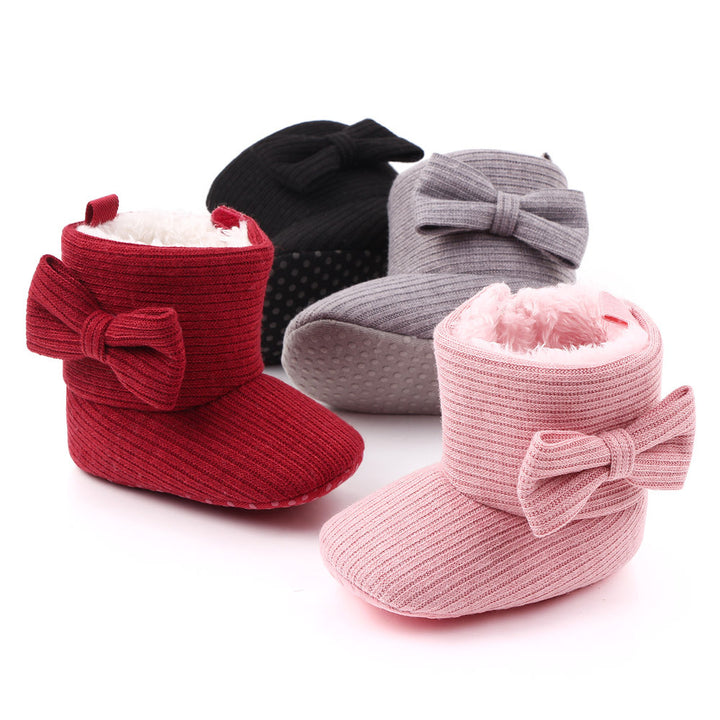 Winter Velvet Bow Baby Snow Boots Cotton Shoes