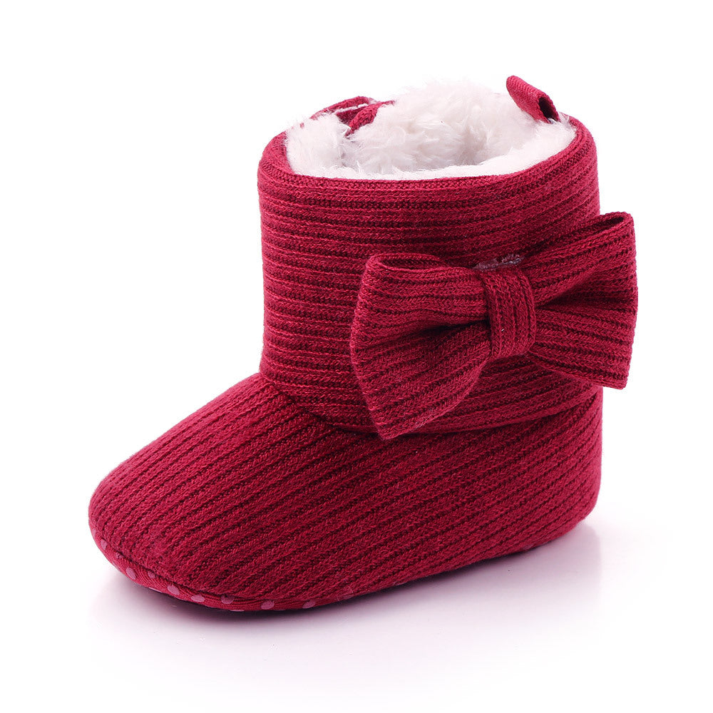 Winter Velvet Bow Baby Snow Boots Cotton Shoes