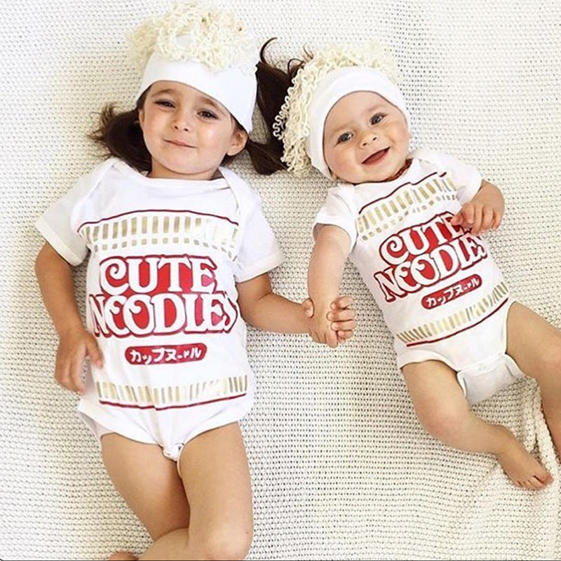 Baby Short Sleeve Cute Noodles Triangle Romper