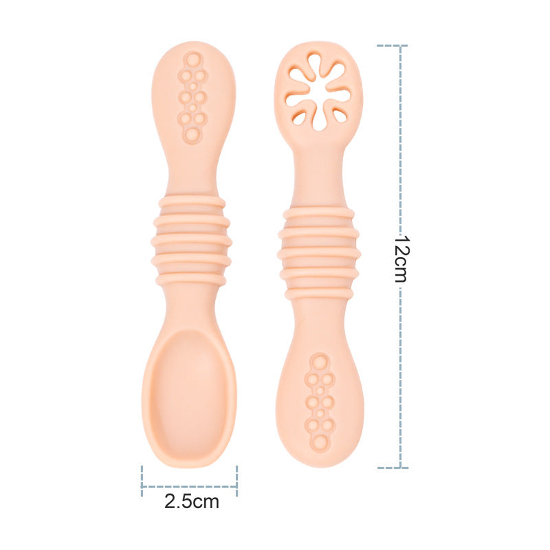 Baby Silicone Rice Paste Spoon Solid Food Tableware Suit
