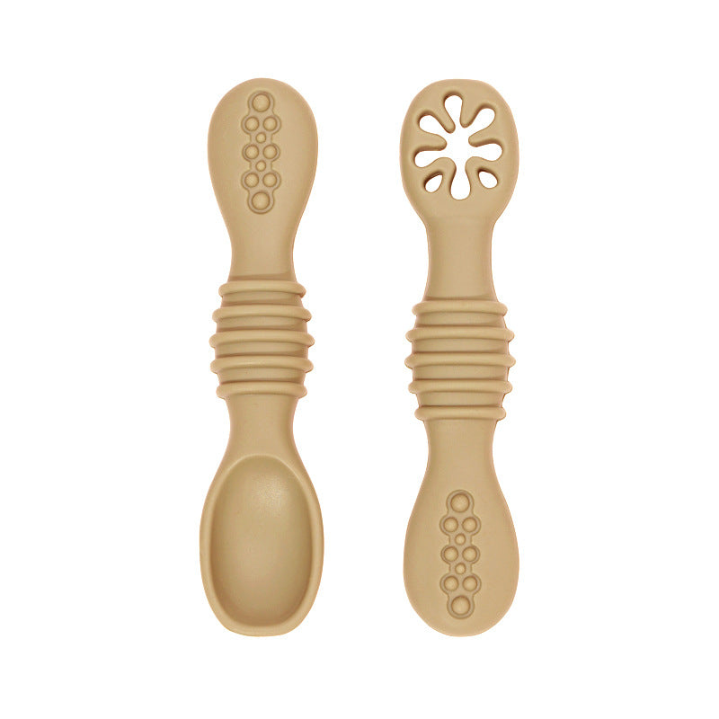 Baby Silicone Rice Paste Spoon Solid Food Tableware Suit