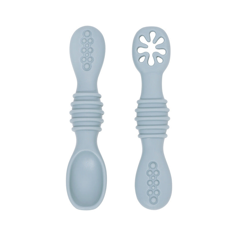 Baby Silicone Rice Paste Spoon Solid Food Tableware Suit