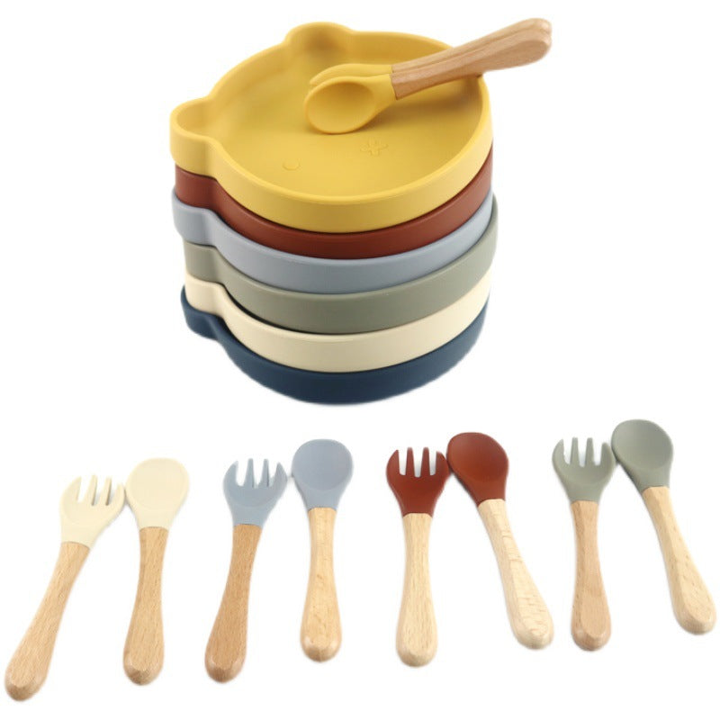 Silicone Spork Baby Tableware Set, Bear Design