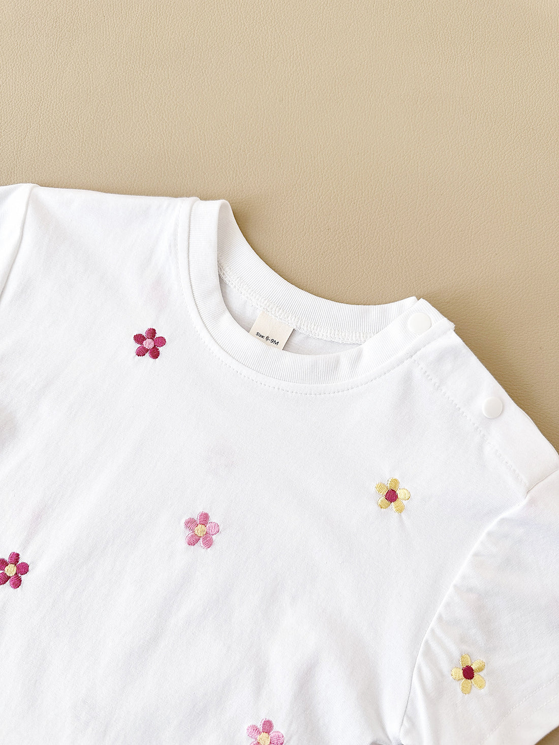 Girls' Floral Embroidery Casual Crew Neck Jumpsuit