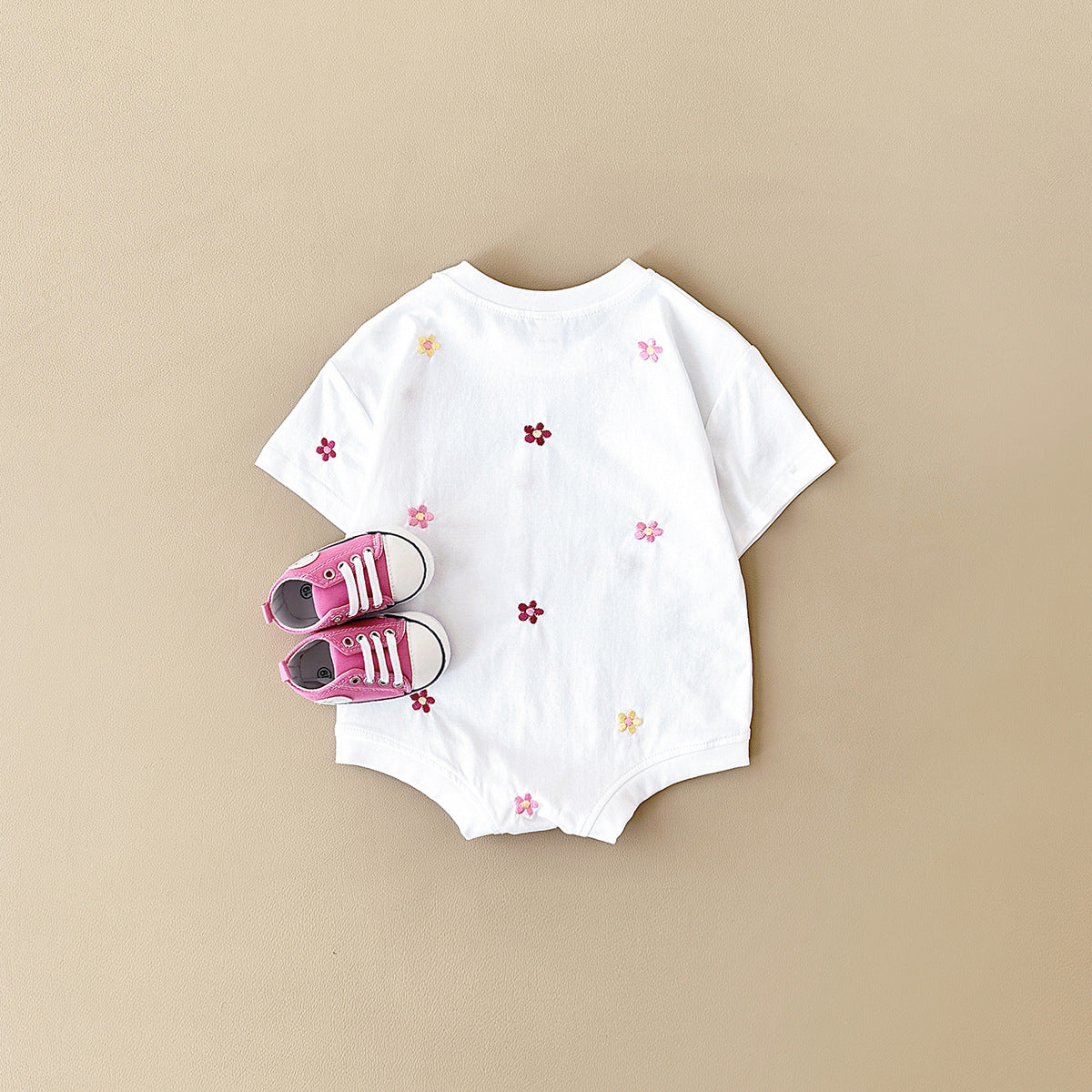 Girls' Floral Embroidery Casual Crew Neck Jumpsuit