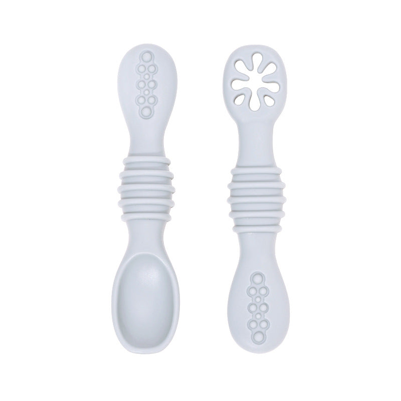 Baby Silicone Rice Paste Spoon Solid Food Tableware Suit